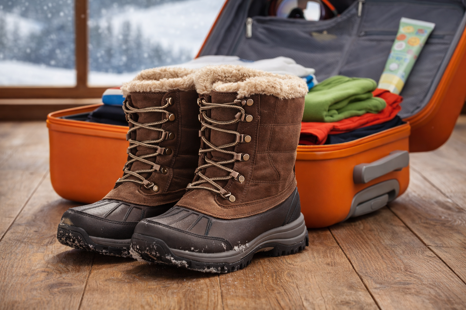 Famille avec enfants à la montagne en hiver