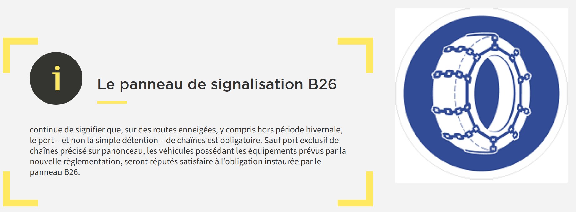 Panneau B26 chaînes à neige obligatoires